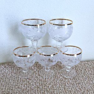 5 Russian Gus Khrustalny Liquor Vodka Crystal Glasses Gold Trim Set Of Five 5